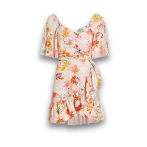 TANYA TAYLOR ANASTASIA FLORAL-PRINT WRAP DRESS IN ROSA